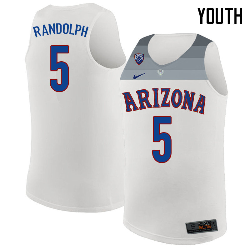 2018 Youth #5 Brandon Randolph Arizona Wildcats College Basketball Jerseys Sale-White